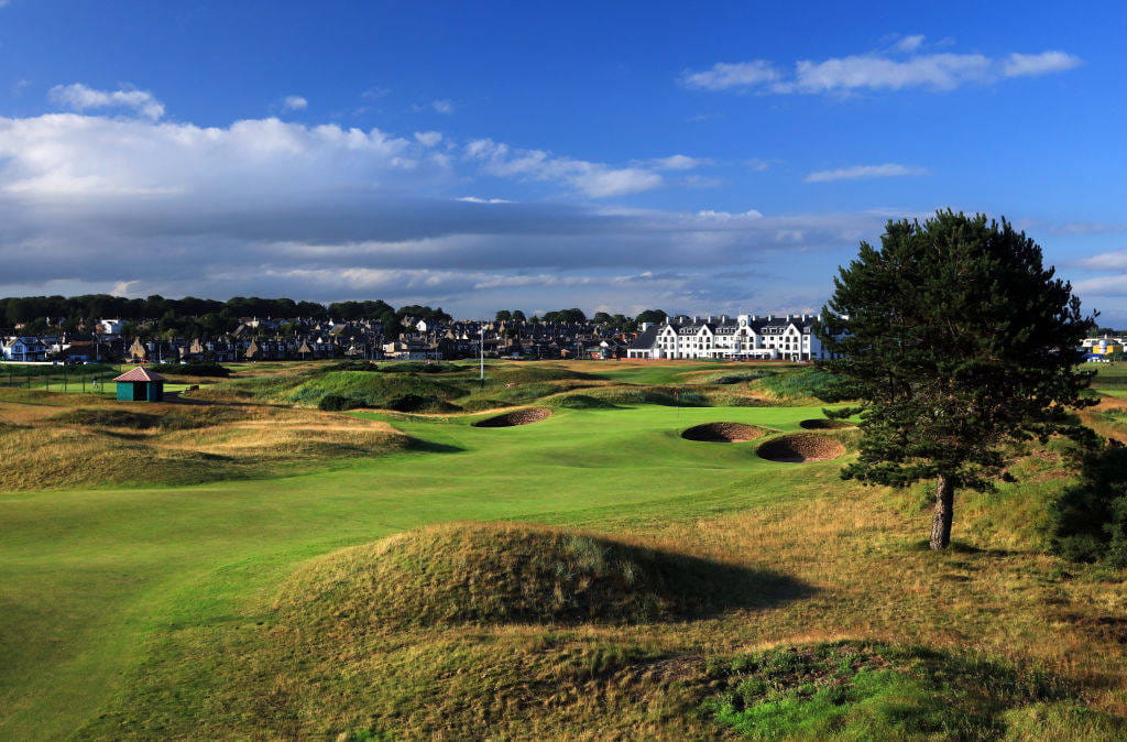 General views of the 15th hole at the Carnoustie Championship Course